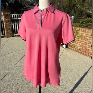 Pink Polo Collar Women's Top